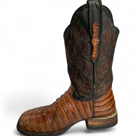 Reywelt Leather Crocodile or Alligator Western Square Toe Cowboy Boots Men's 7.5 - Picture 7 of 14